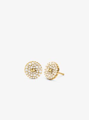 Precious Metal-Plated Sterling Silver Pavé Logo Stud Earrings image number 0