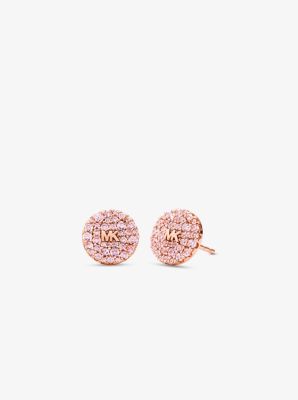 MICHAEL KORS ROSE GOLD ON SILVER PINK HALO STUD EARRINGS |  