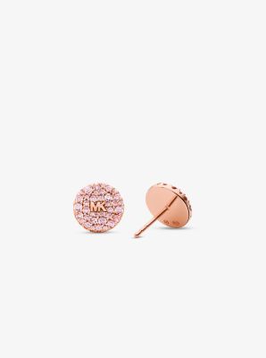 14K Rose Gold-Plated Sterling Silver Colored Pavé Logo Stud Earrings image number 1