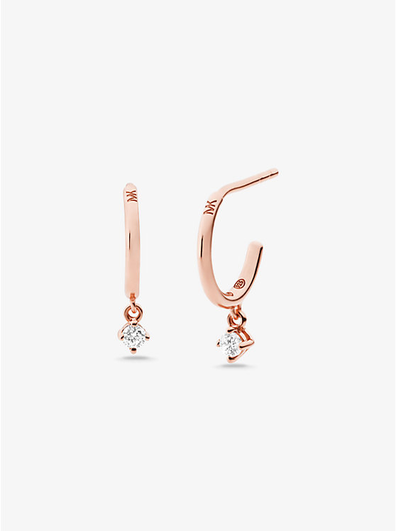 14K Rose Gold-Plated Stone Huggie Earrings image number 0