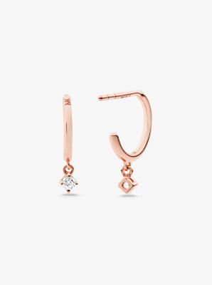 14K Rose Gold-Plated Stone Huggie Earrings image number 1