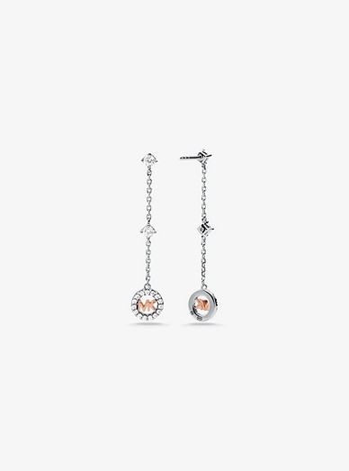 Precious Metal-plated Sterling Silver Pavé Logo Charm Drop Earrings | Michael  Kors