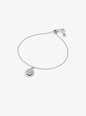 Pulsera de plata de ley con chapado en metales preciosos y disco con incrustaciones y logotipo in PLATEADO | Michael Kors