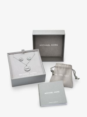 Michael Kors Silvertone Logo Padlock Stud Earrings in Metallic