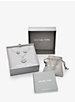 Precious Metal-Plated Sterling Silver Pavé Mother-of-Pearl Logo Necklace and Stud Earrings Set image number 3