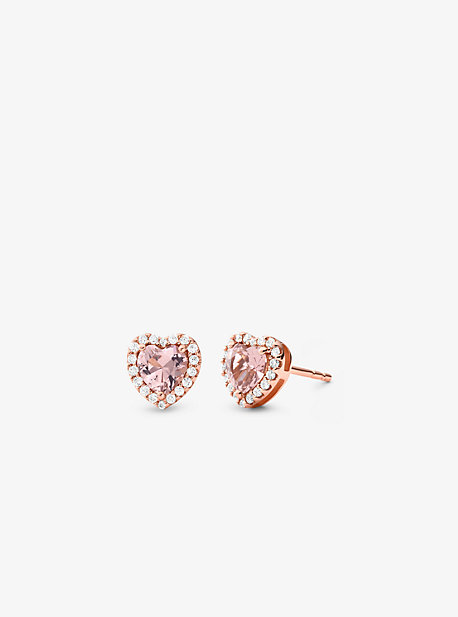 Valentines Day Collection Rose Gold Plated Sterling Silver Heart Studs