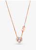 14K Rose Gold-Plated Sterling Silver Pavé Heart Necklace image number 0