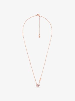 Collier en argent sterling &agrave; placage en or rose&nbsp;14K avec pendentif en forme de c&oelig;ur &agrave; pav&eacute;