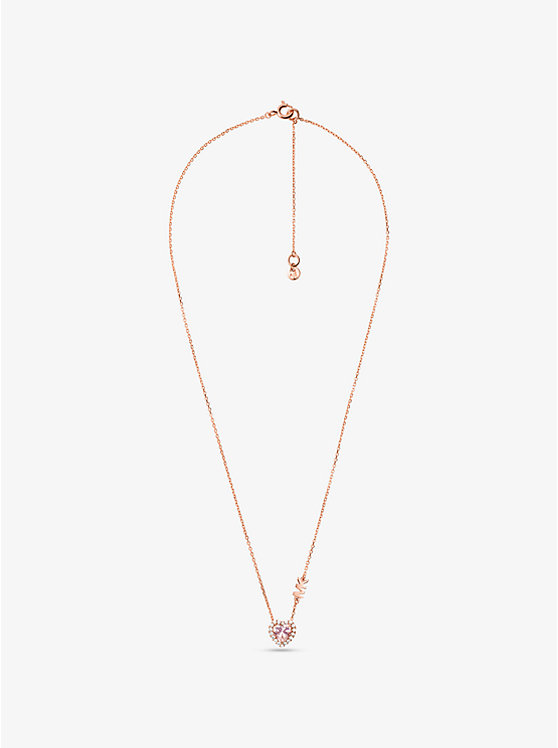 14K Rose Gold-Plated Sterling Silver Pavé Heart Necklace image number 2