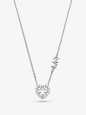 Sterling Silver Pavé Heart Necklace | Michael Kors