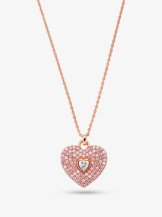 Precious Metal-Plated Sterling Silver Pavé Heart Necklace image number 0