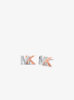 Two-Tone Sterling Silver Logo Stud Earrings image number 0
