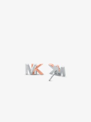 Two-Tone Sterling Silver Logo Stud Earrings image number 1