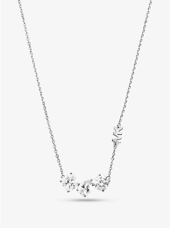 Precious Metal-Plated Sterling Silver Cubic Zirconia Trio Necklace image number 0