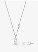 Precious Metal-Plated Sterling Silver Cubic Zirconia Necklace and Stud Earrings Set image number 0