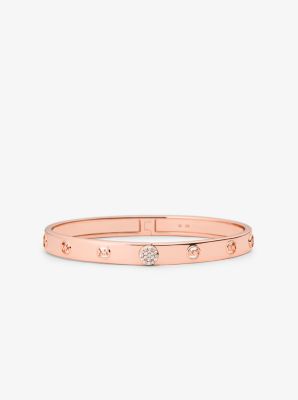 Pulsera rígida de plata de ley con chapado en metales preciosos e incrustaciones in DORADO ROSA | Michael Kors