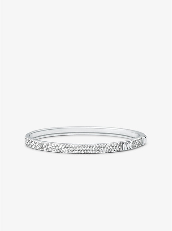 Precious Metal-Plated Sterling Silver Pavé Logo Bangle image number 0