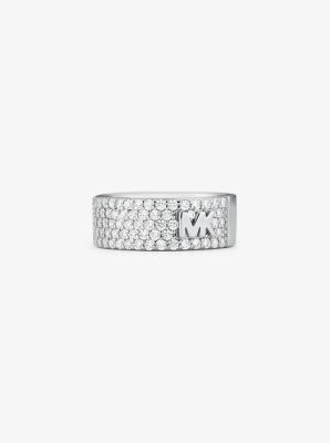 Mott Precious Metal-Plated Sterling Silver Pavé Logo Ring image number 0