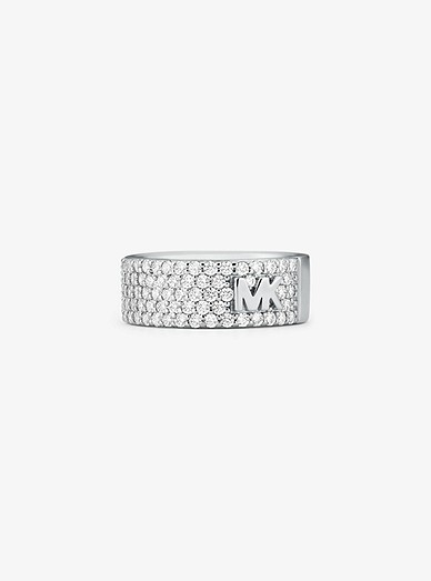 Mott Precious Metal-plated Sterling Silver Pavé Logo Ring | Michael Kors