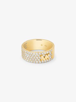 Mott Precious Metal-Plated Sterling Silver Pavé Logo Ring