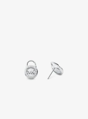 Michael kors silver padlock hot sale earrings