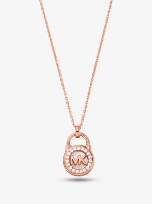 Precious Metal-Plated Sterling Silver Pavé Padlock Necklace | Michael Kors