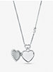 Precious Metal-Plated Sterling Silver Heart Pavé Locket Necklace image number 1