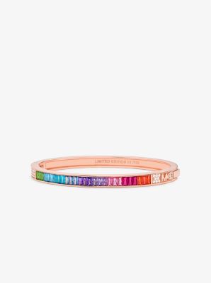 PRIDE Limited-Edition 14K Rose Gold-Plated Rainbow Pavé Logo Bangle | Michael  Kors