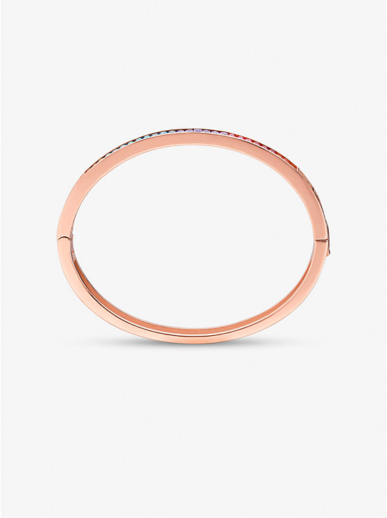 PRIDE Limited-Edition 14K Rose Gold-Plated Rainbow Pavé Logo Bangle image number 1