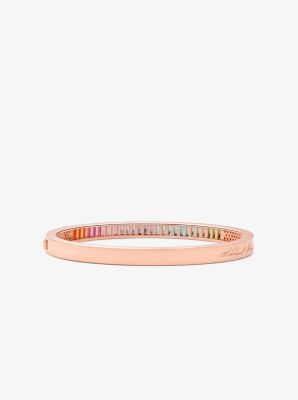 PRIDE Limited-Edition 14K Rose Gold-Plated Rainbow Pavé Logo Bangle image number 2
