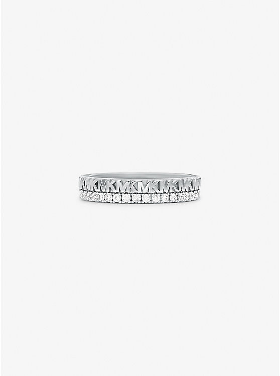 Precious Metal-Plated Sterling Silver Pavé Logo Ring image number 0
