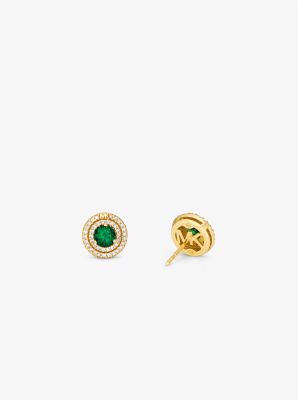 Doppelte Halo-Ohrstecker aus Sterlingsilber mit 14-karätiger Goldbeschichtung in GRÜN | Michael Kors