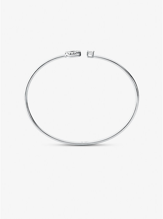 Precious Metal-Plated Sterling Silver Pavé Disc and Stud Bangle Bracelet image number 1