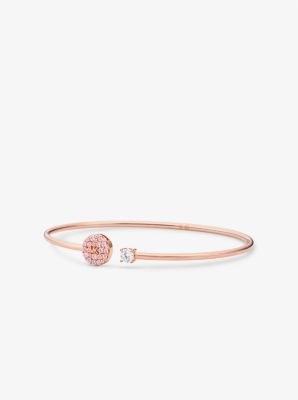 Michael Kors Rose Gold-Tone Logo Plaque Bangle Bracelet in