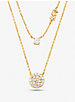 Precious Metal-Plated Sterling Silver Pavé Disc Layering Necklace image number 0