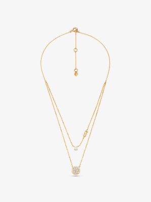 michael kors branded disc necklace