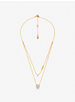 Precious Metal-Plated Sterling Silver Pavé Disc Layering Necklace image number 1