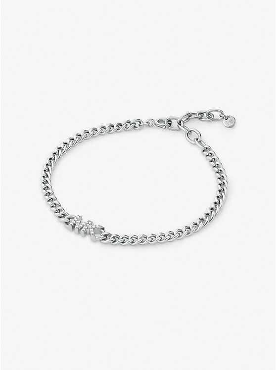 Precious Metal-Plated Sterling Silver Logo Curb Link Bracelet image number 0