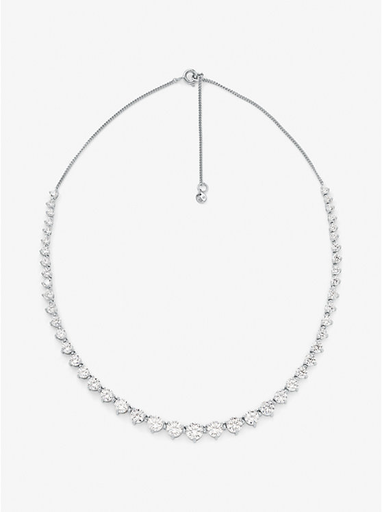 Precious Metal-Plated Sterling Silver Cubic Zirconia Necklace image number 1
