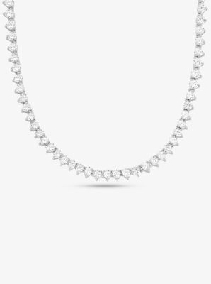 Precious Metal-Plated Sterling Silver Cubic Zirconia Necklace 