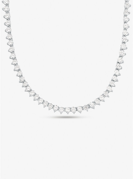 Precious Metal-Plated Sterling Silver Cubic Zirconia Necklace image number 0