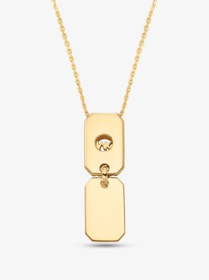 Collier &agrave; pendentif en argent sterling &agrave; placage en m&eacute;tal pr&eacute;cieux &agrave; logo et &agrave; pav&eacute; in OR | Michael Kors