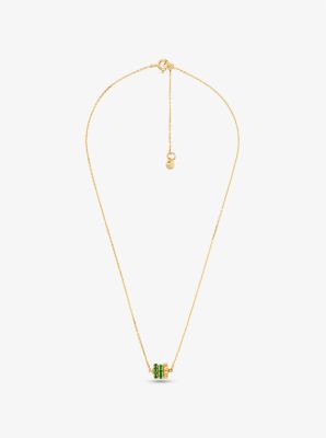 Set collana e bracciale in argento sterling placcato oro 14K con pendente con cristalli image number 2