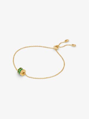 Set collana e bracciale in argento sterling placcato oro 14K con pendente con cristalli image number 3
