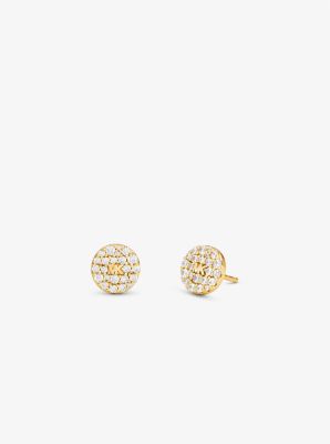 14K Gold-Plated Sterling Silver Pavé Logo Disc Earrings and Necklace ...