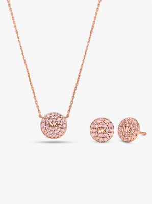 Michael kors rose gold crystal circle pendant on sale