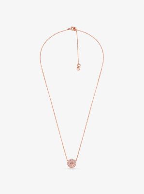 14K Rose Gold-Plated Sterling Silver Pavé Logo Disc Earrings and Necklace Set image number 5