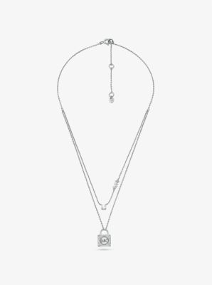 Michael kors padlock necklace silver on sale