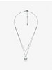 Precious Metal-Plated Sterling Silver Pavé Lock Layered Necklace image number 1