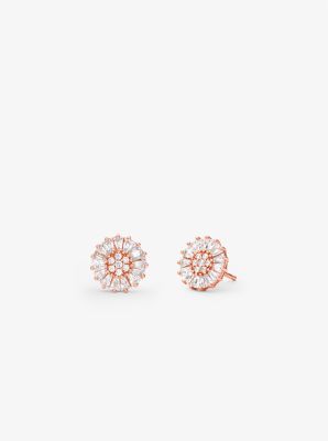 Precious Metal-Plated Sterling Silver Pavé Stud Earrings